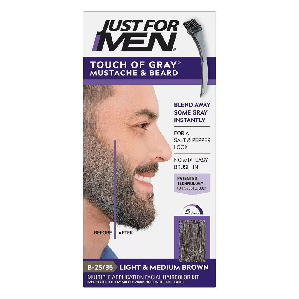 Just For Men Touch Of Gray Mustache And Beard Hair Color, Light And Medium Brown - 1 Ea